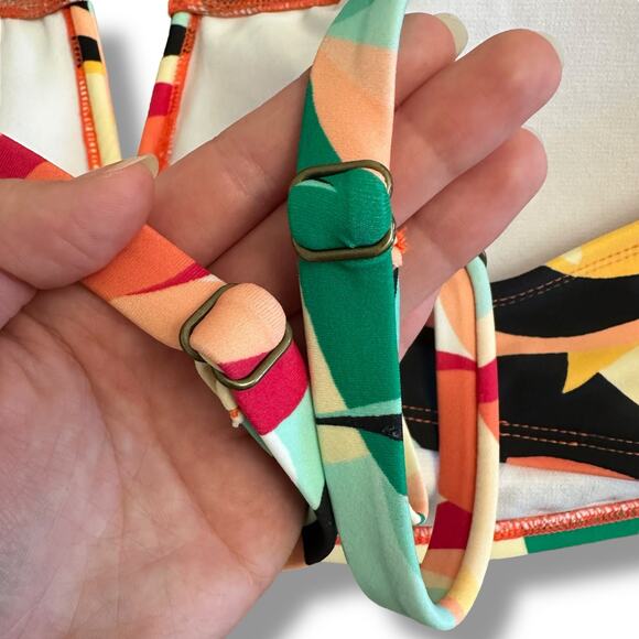 Mynah Swim Top XL Bikini Bustier V-Wire Tropical Floral Adjustable Straps - Picture 5 of 8